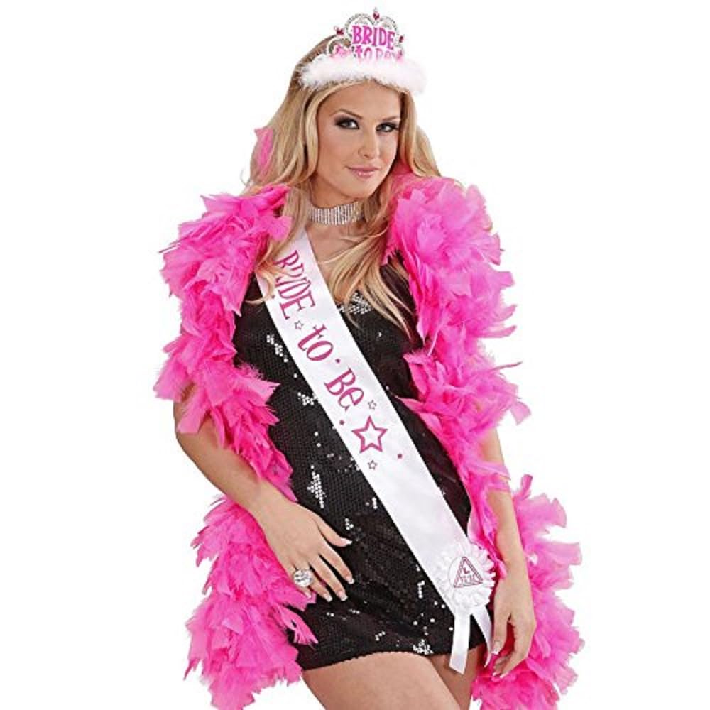 Bride To Be Tiara with White Marabou Accessory for Fancy Dress, Multicoloured - Image 3