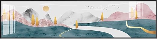 Amazon 壁画 おしゃれ 本 壁紙 壁掛けフック 壁画キャンバス白紙 壁画装饰 動物 高齢者 北欧の光の豪華な寝室の装飾絵画水平バージョン抽象的なリビングルーム壁画小さな新鮮なインスタイルのベッドサイドの壁の絵画 A款 135 35 Ps框 布面画 ウォールステッカー