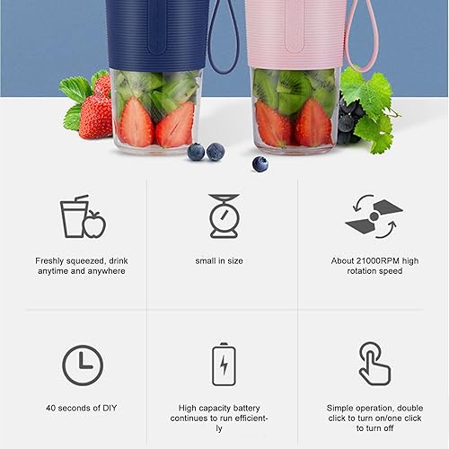 Miniatura 2 de Taza de fruta eléctrica, vaso exprimidor, mini vaso mezclador de mano, portátil, multifuncional, carga USB, mezclador de frutas, vaso mezclador de