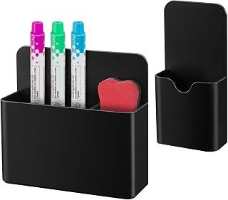 Magnetic Pen Holder for Refrigerator,2Pack Magnetic Dry Erase Marker Holder,Magnetic Pencil Holder for Refrigerator,Whiteboard,Locker Accessories（Black）