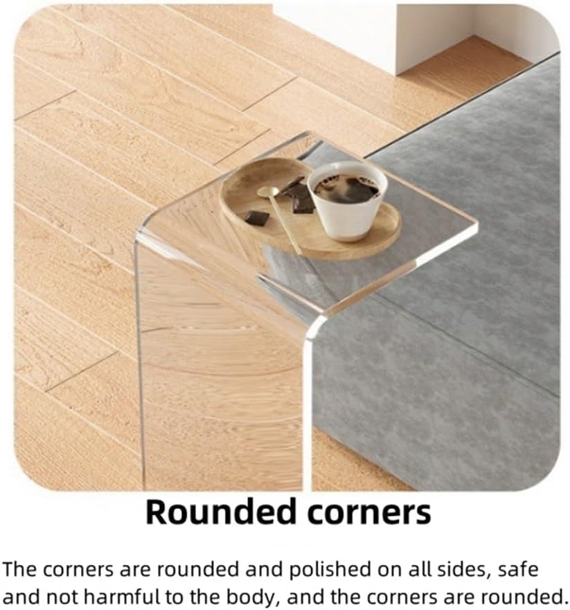 Acrylic Coffee Table, C Shaped Side Table, Small Coffee Tables for Small Spaces, Clear Acrylic Side Table Suitable for Living Room, Bedroom and Study (Gray, 11.8 * 11.8 * 21*.7in)