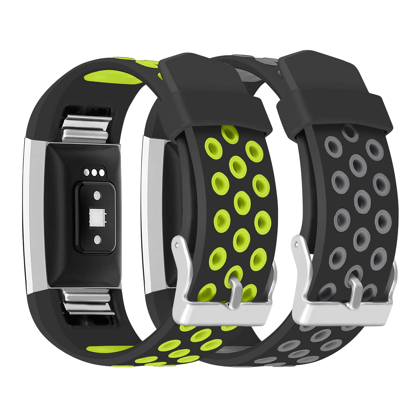 Vanet Compatible with Fitbit Charge 2 Straps, 2 Packs Breathable Silicone Adjustable Replacement Watchbands Compatible with Fitbit Charge 2 for Women Men