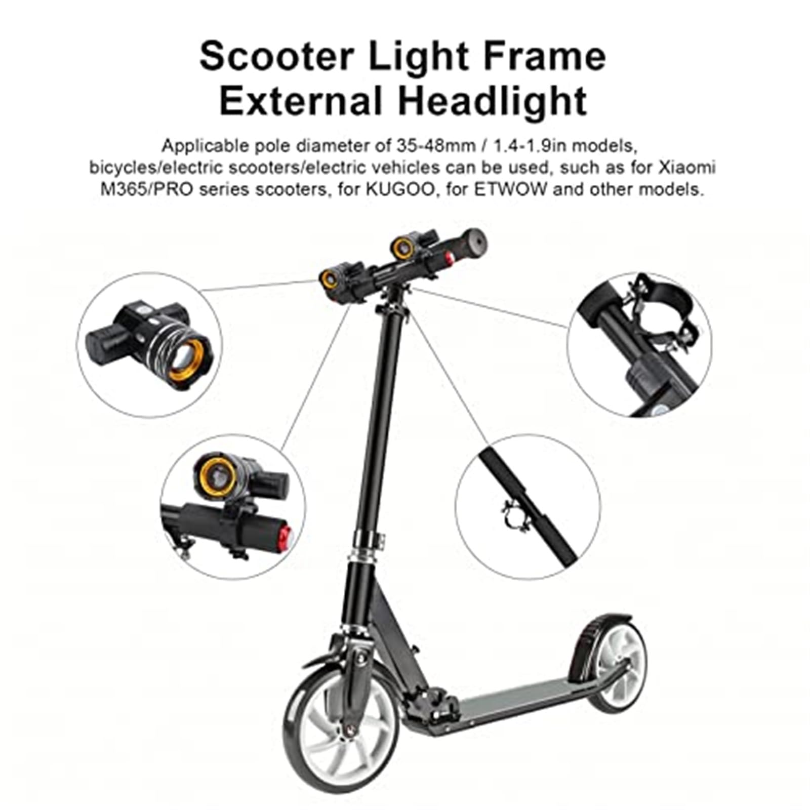Feux Avant de Scooter électrique Phare de Scooter Phare LED Rechargeable, for Scooter électrique M365/Pro Feu Avant pour Scooter
