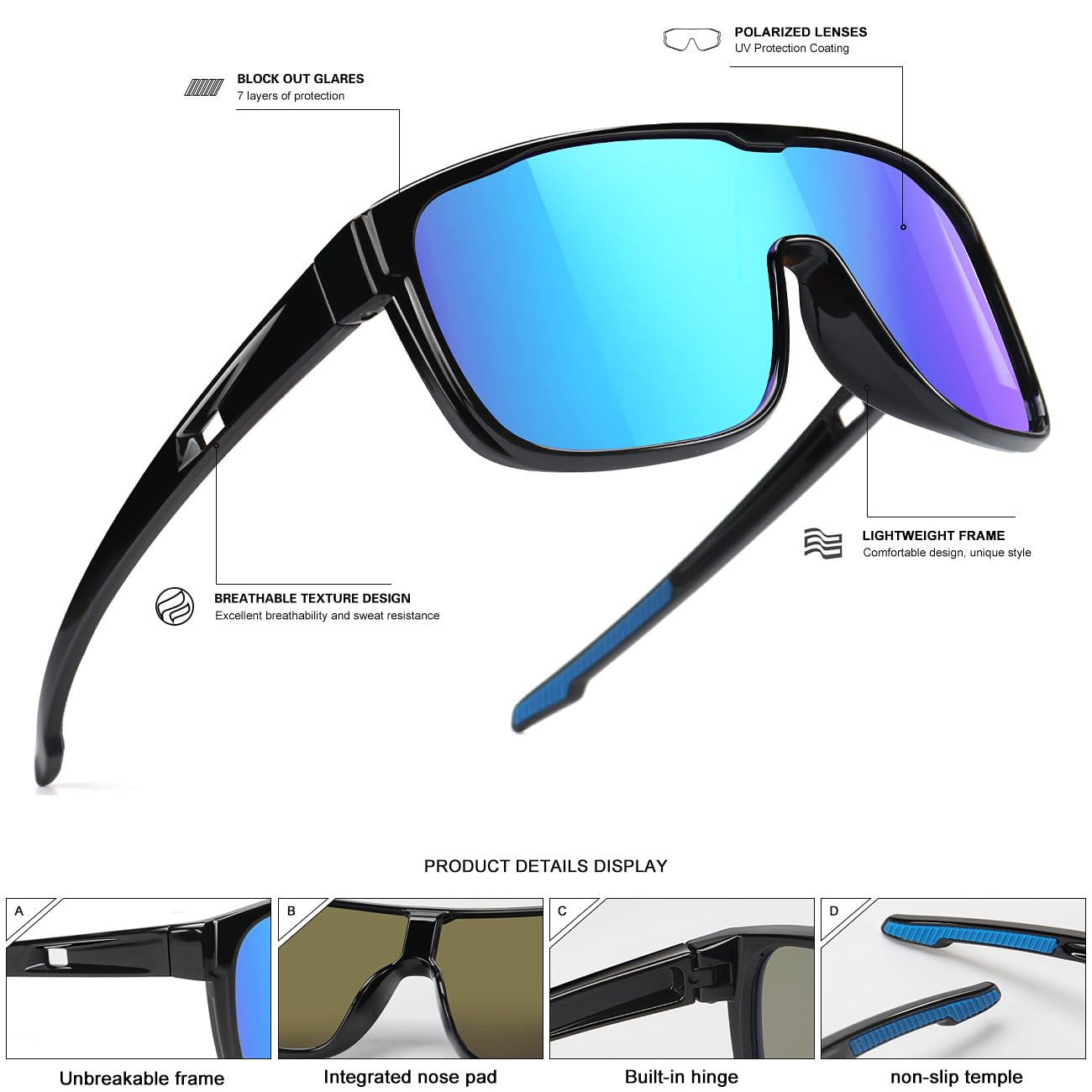 SEKKAF Dziecięce polaryzacyjne okulary przeciwsłoneczne dla chłopców, dziewcząt, sportowe okulary przeciwsłoneczne, ochrona przed promieniowaniem UV, lekkie oprawki, wiek 3-12 lat