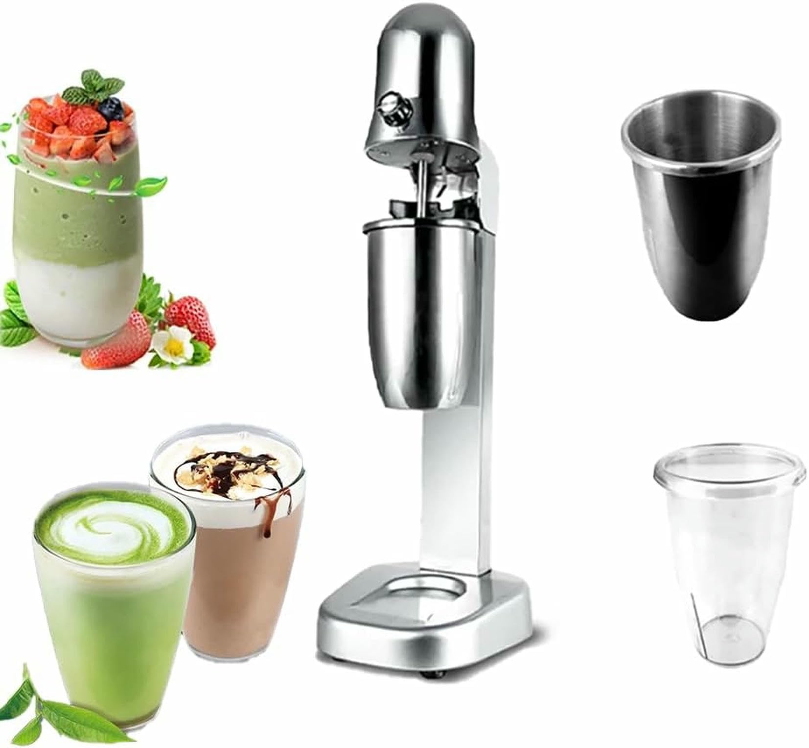 Shaker à lait électrique à vitesse réglable et double tasse inox