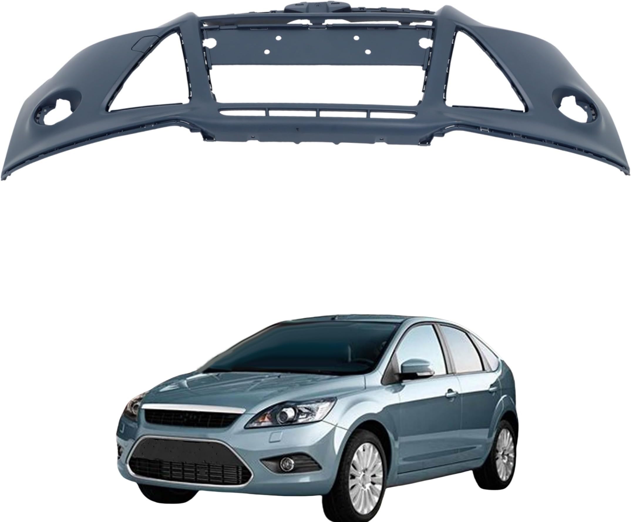 Plastic Front Bumper Cover Primered without Tow Hook Cover Replacement for Focus Sedan Hatch 2012 2013 2014 191275050002 FO1000664