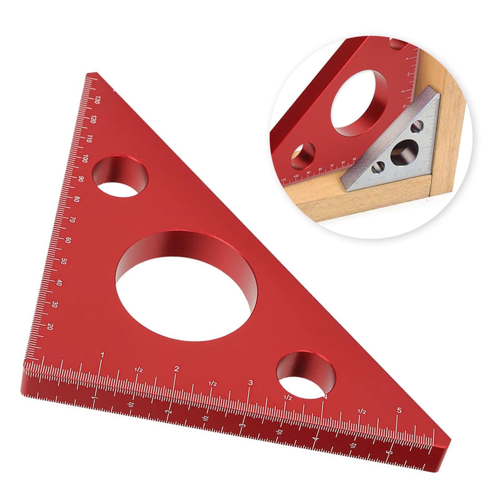 Righello Triangolare Professionale in Lega di Alluminio per la Lavorazione del Legno, con tacche di misurazione Precise per Il Fai da Te.