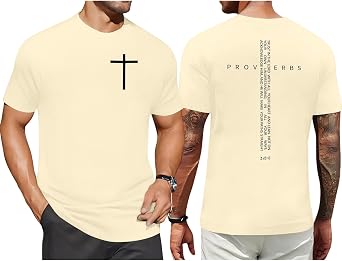 Christian Shirts for Men Vintage Religious Cross Bible Verse T-Shirt Jesus Faith Tshirt Inspirational Graphic Tees