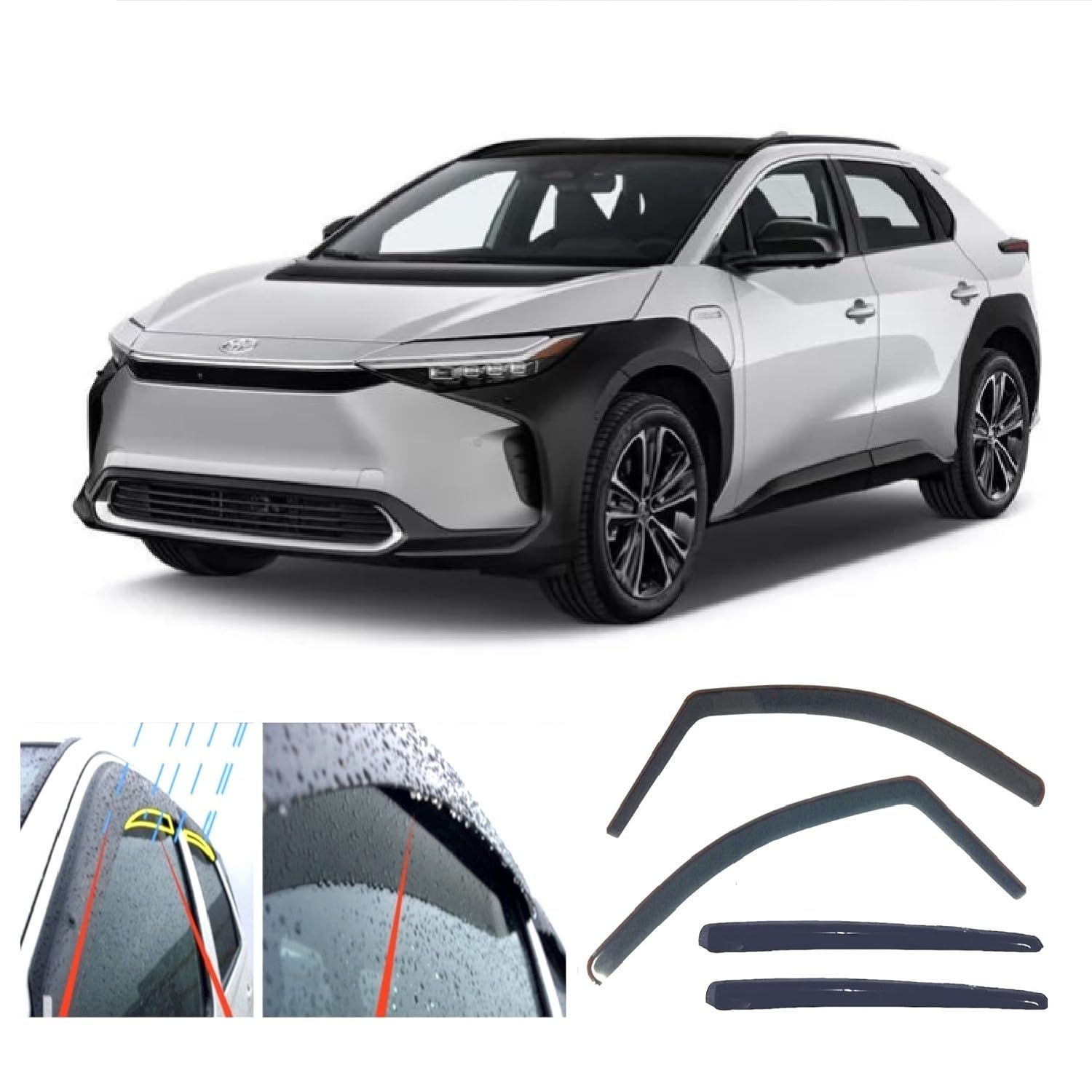 AC WOW 4x Wind Deflectors Compatible with Toyota bZ4X 2022 2023