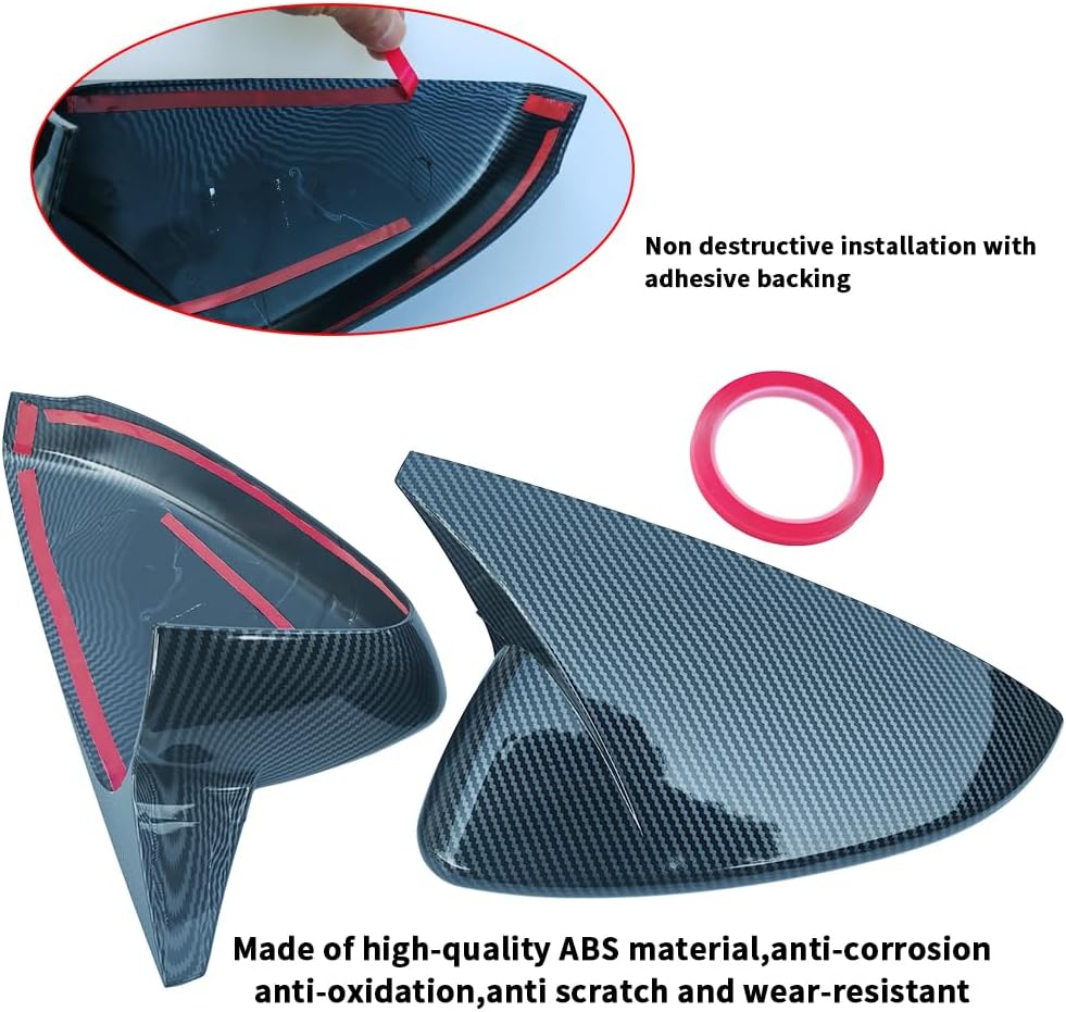 for Mazda 3 Axela 2019 2020 2021 2022 2023 2024 2025 2026 Car Exterior Door Ox Horn Side Rearview Mirror Cover Trim Cap Outer Wing Mirror Protect Covers Auto Exterior ABS Decoration Accessories