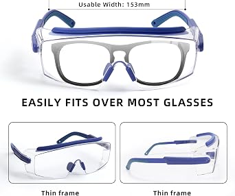 Anti Fog Safety Glasses Wraparound Safety Goggles Impact Resistance Lens Adjustable, Goggles Over Eyeglasses