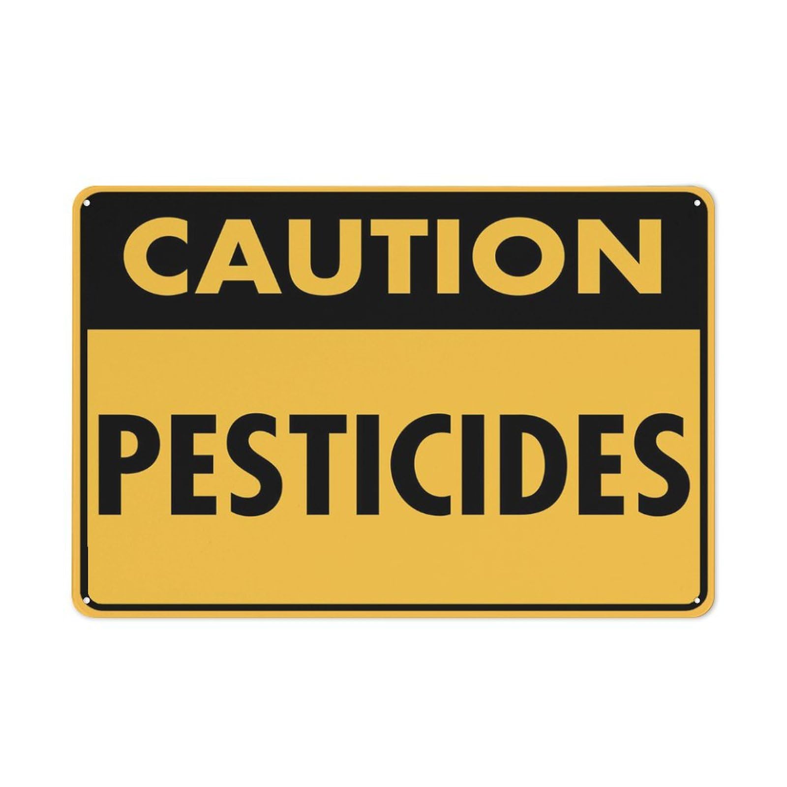 Caution - Pesticides Sign, 8x12 Inch Rust-Free Metal Aluminum for House, Door, Office, Business, Yard, Pre-Drilled Holes, Weather Resistant