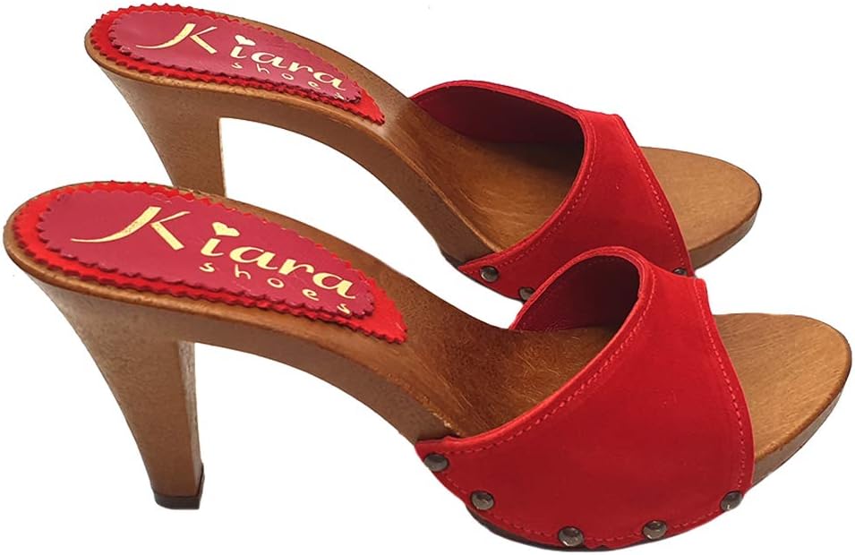 Sexy RED Coloured Heel Clogs in Suede K639001 CAM Kuwait Ubuy - Main Image