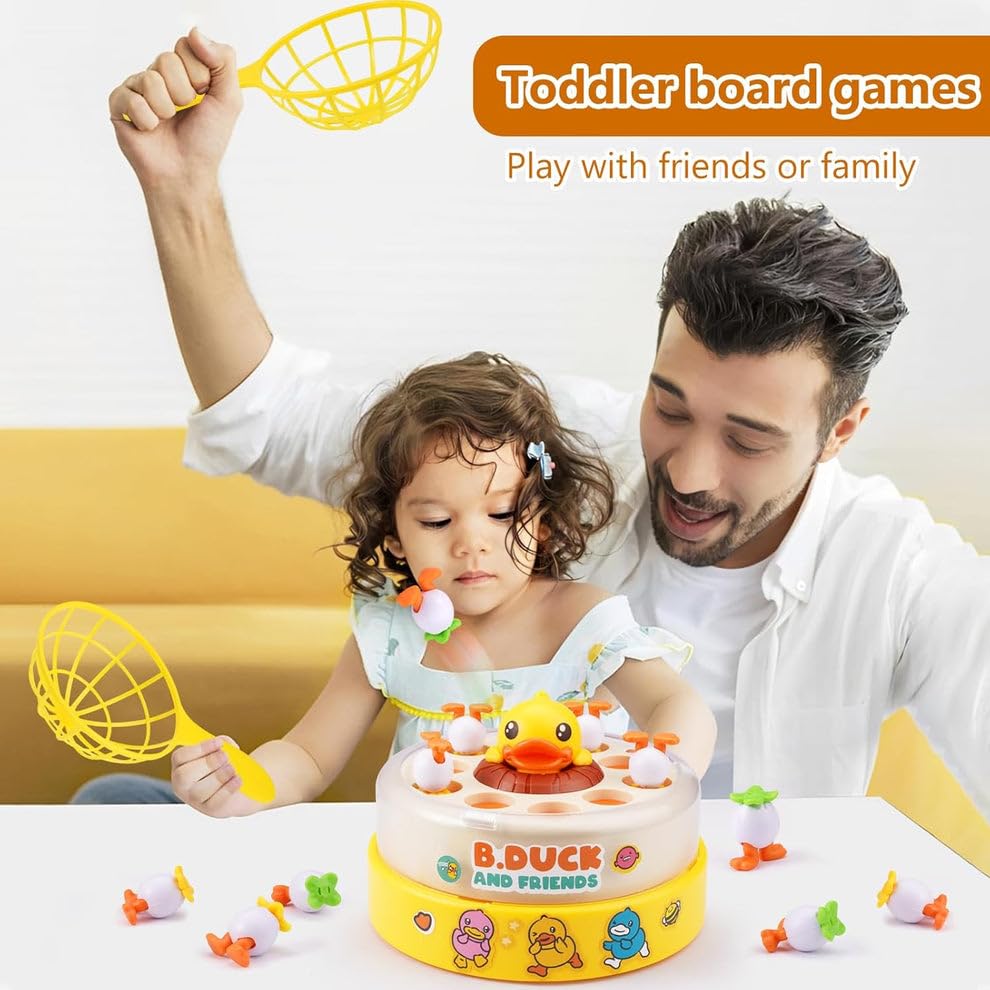 Image of Electric Duck Catching Reflex Game for Kids | Rotating Jumping Duck Board Game with Nets | Interactive Family & Party Game | Reflex & Coordination Play Toy (3+ Years)