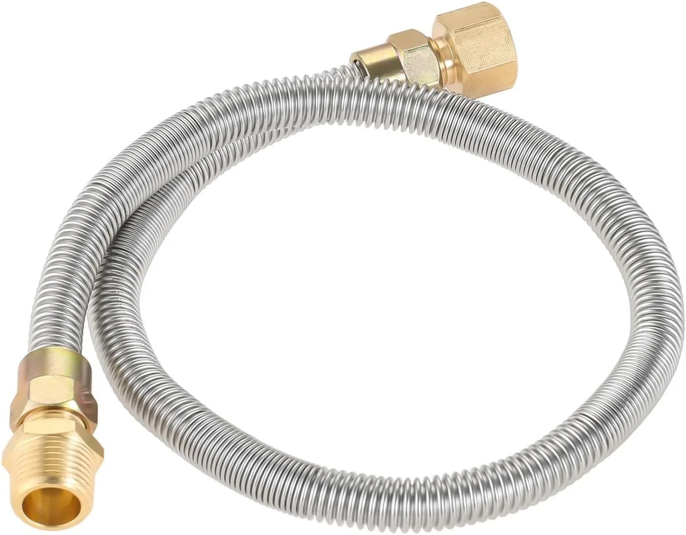 Gas Connection Pipe Stainless Steel Braided Hose 1pc Propane Fire Pit Corrugated Hose Tube Stainless Steel 24" Corrugated Pipe +Adapters 1/2" NPT Male/Female Strove 3/8" Connect