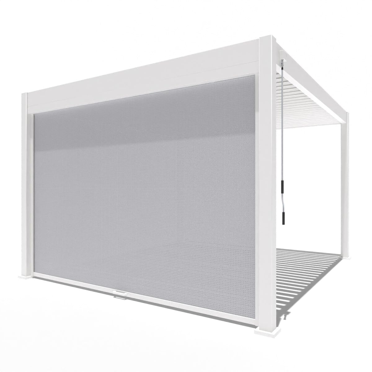 Weide Pavillon Sonnenrollo Ausziehbare Senkrechtmarkise außen für Pergola Sichtschutz Rollo 255cm hoch aus Aluminium, Textil wasserdicht stabil UV-Schutz (3,0 Meter, Weiß) für Alu-Pavillon Weide