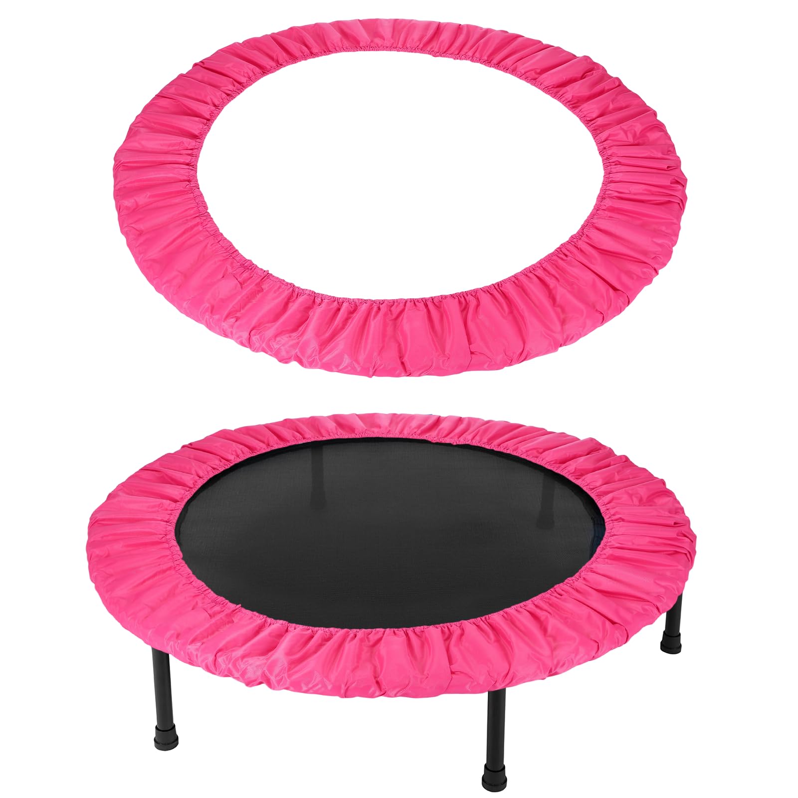 YELARXI Trampolines Spring Cover, Round Small Trampolines Replacement Cover, 6 Holes Safety Pad Replacement - Fitting for (Men/Women/Indoor/Home/Fitness) 38 Inch & Oxford Cloth & Rose Red