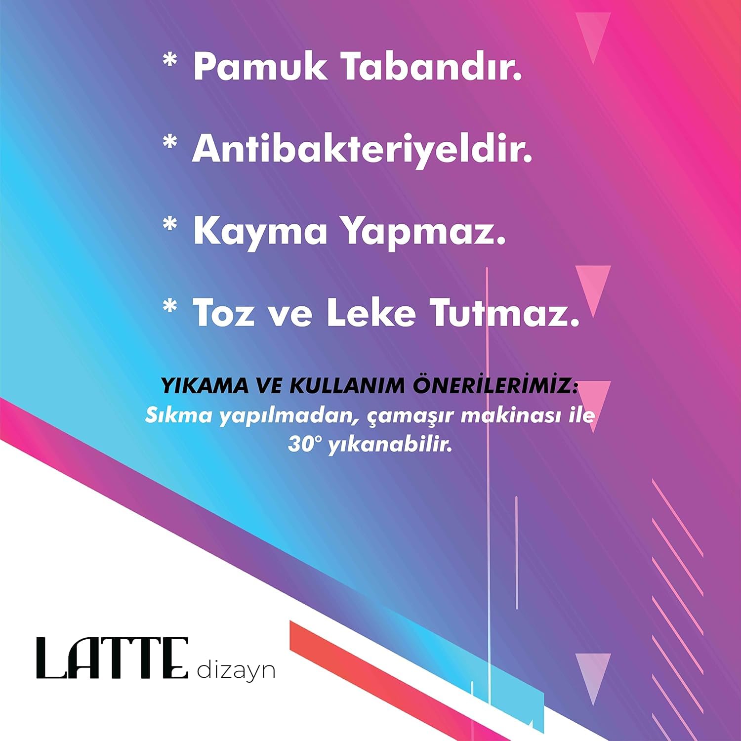 Latte Dizayn Barty Desenli Kadife Pamuk Tabanlı Yıkanabilen Kaydırmaz Antibakteriyel Salon Halısı (100X150)