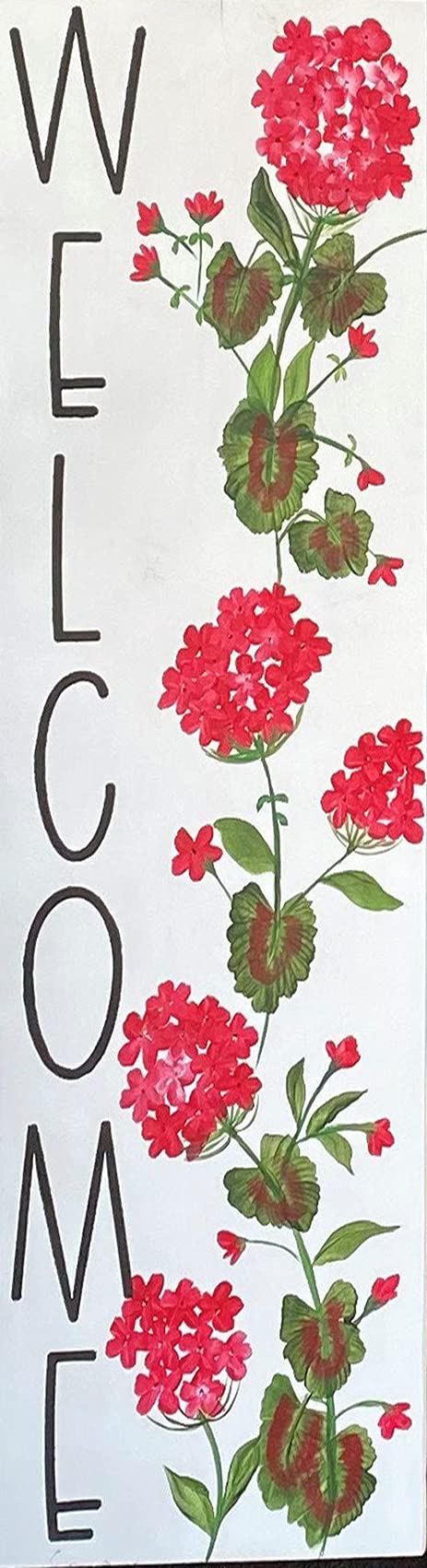 Metal Sign Welcome Porch Sign Summer Porch Sign Geranium Porch Sign Street Sign Outdoor Antique Large Home Decoration Vertical Home Sign Wall Decoration 16x4inch