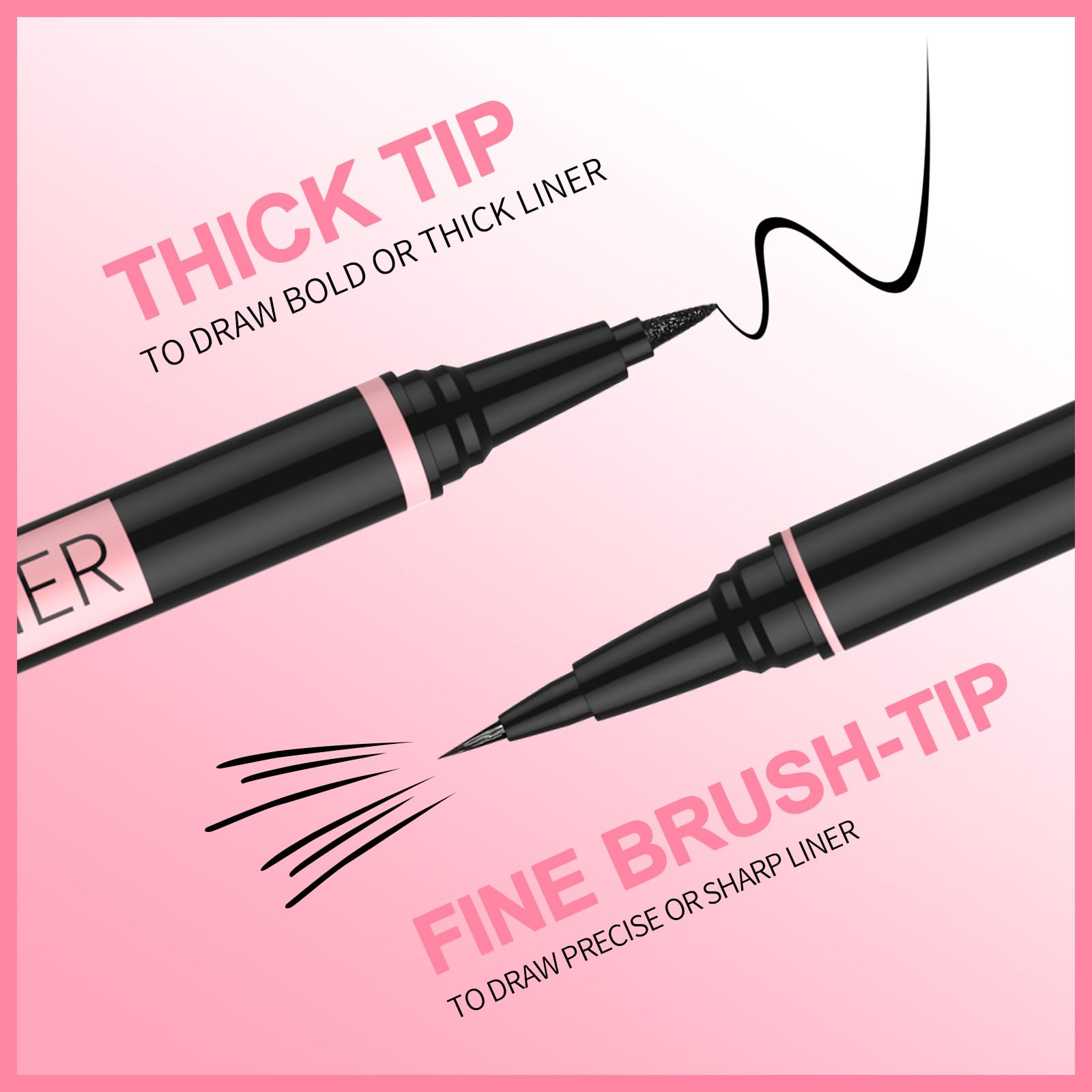 iMethod Liquid Eyeliner - Waterproof Eyeliner 2-in-1 Dual-Ended Eye Liner with Precise Brush-Tip and Thick Tip, Black Liquid Liner Pen, Matte Finish, Long Lasting, Smudge-proof, Transfer-proof