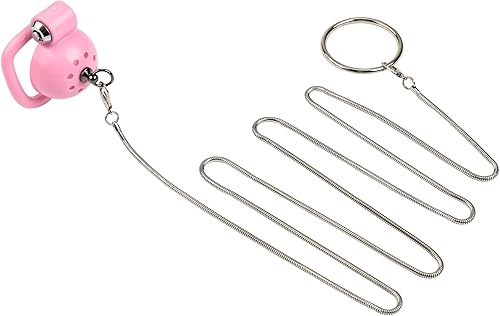 Dispositivo de castidad masculina se burlan de jaula de polla bloqueada Ejercicio de pene para hombres (rosa con cadena)