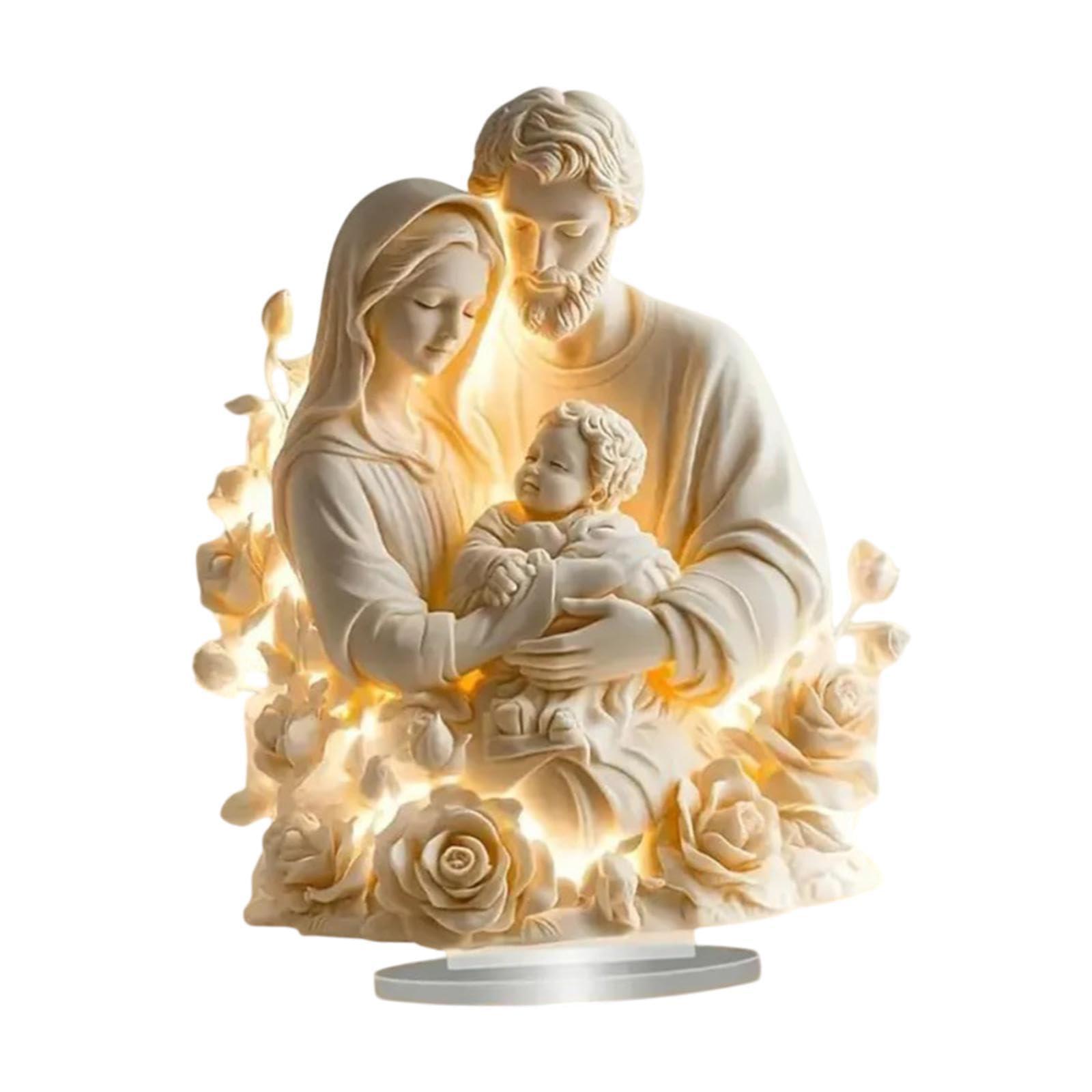 2D Jesus Holy Figure Decoration Religious Home Decor for Cabinet Home Office White Holy Family-image-0