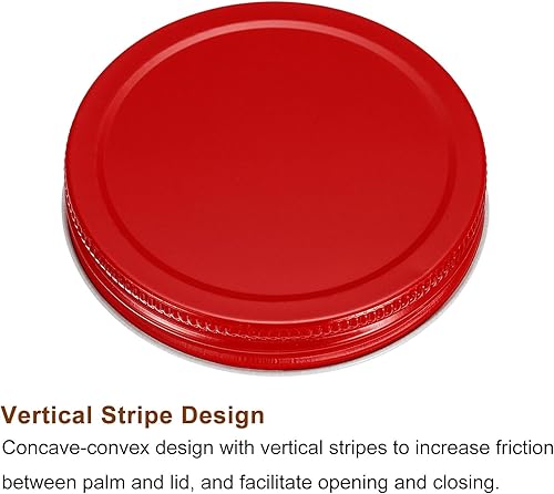 Miniatura 4 de uxcell 42 tapas para frascos Mason de 3.39 pulgadas de boca ancha, a prueba de fugas, para conservas de conservas, almacenamiento de cocina (rojo)