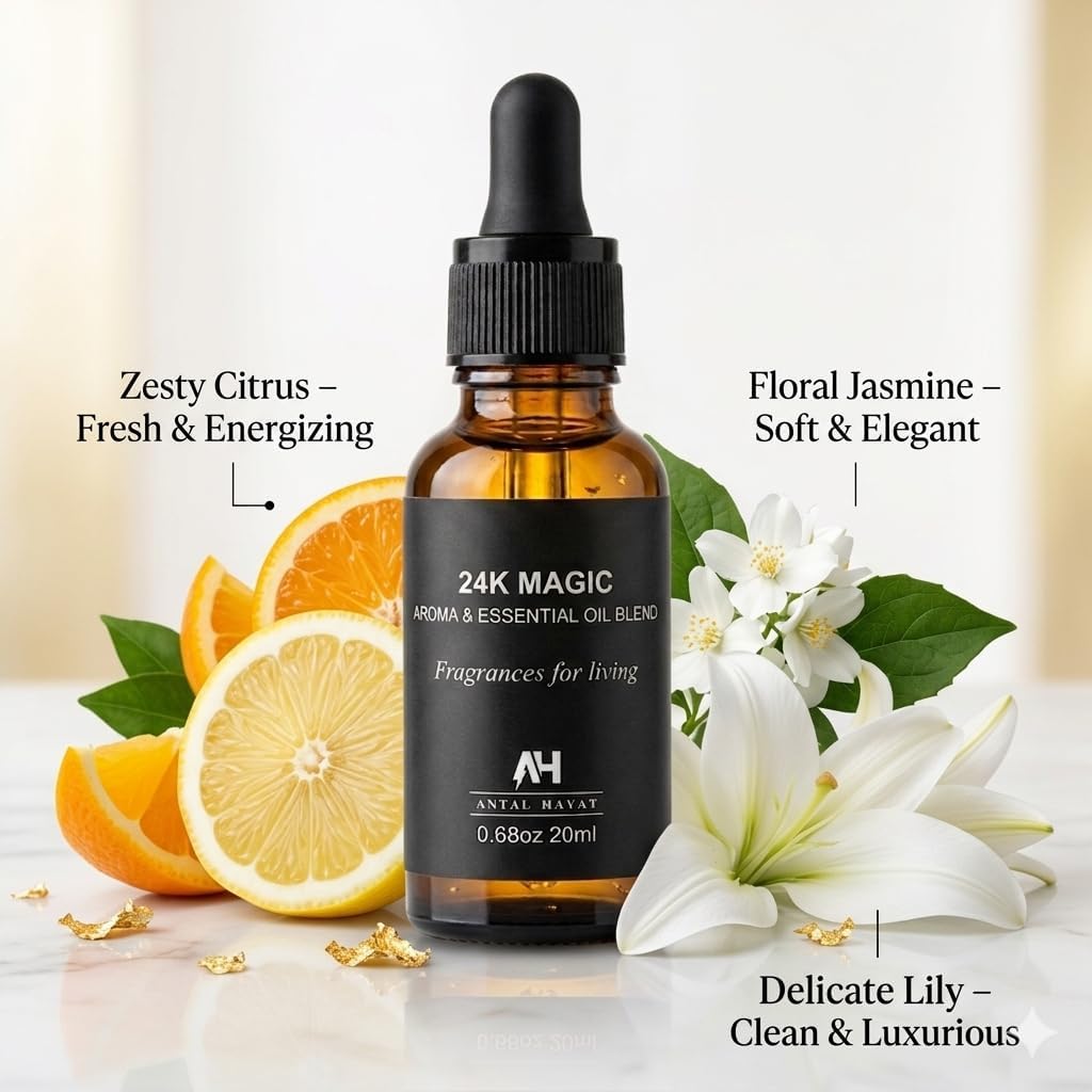 Hotel Diffuser Oil 24K Magic 20ml – Luxury Hotel Inspired Fragrance Oil Inspired by W Hotels – Premium Home Fragrance with Citrus and Jasmine - Home Luxury Scent with Glass Bottle with Dropper