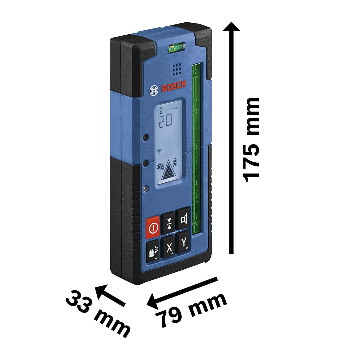 Bosch Professional cellule de réception LR 65 G (support de fixation RB 60, 2 piles AA, portée : jusqu’à 325 m (rayon), idéale pour laser rotatif GRL 650 CHVG)
