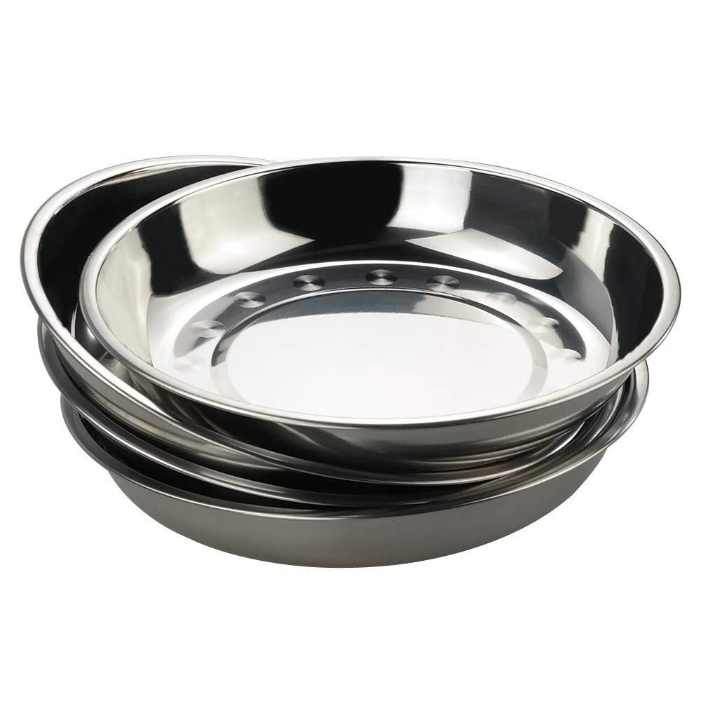 Lot De 4 Assiettes Alu Et 3 Tasses Inox Pour Camping - État Correct - Occasion