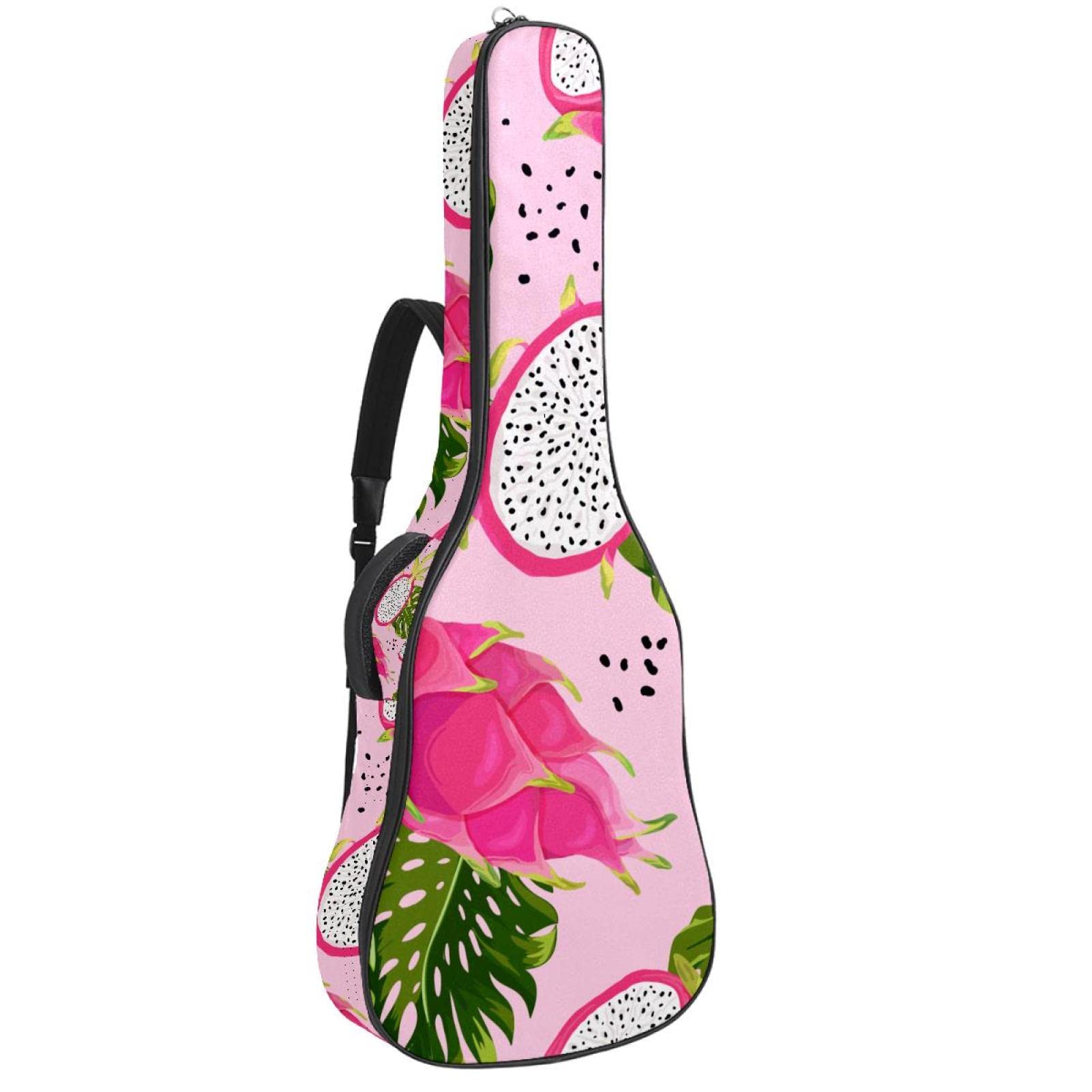 Torba na gitarę akustyczną Wodoodporny plecak na gitarę Gruby miękki wyściełany Pitaya Klasyczna obudowa na gitarę, wielobarwny, 42.9x16.9x4.7 in, Organizer do torby