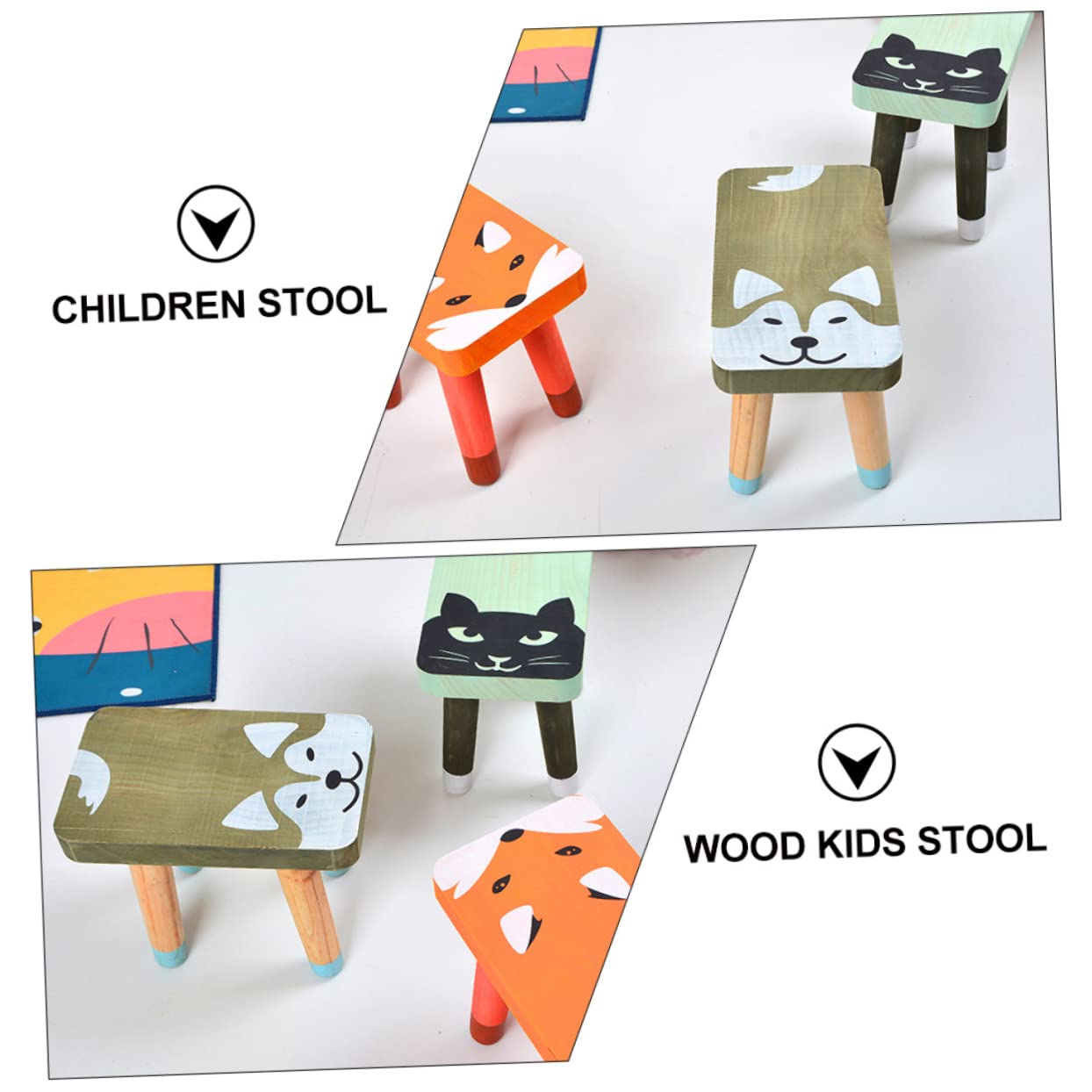 Cabilock Taburete de Madera para Niños, Banqueta Baja Animal 1pieza
