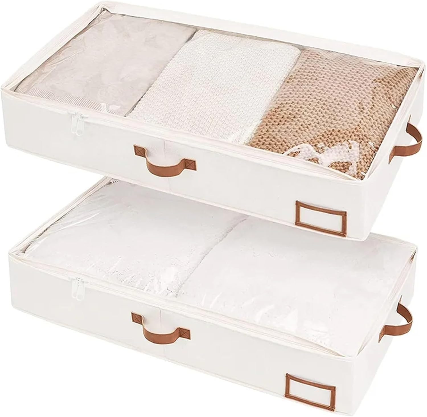 Under Bed Storage Box 2 Pack Foldable Underbed Storage Box for Clothes Under Bed Clothes Organizer with Sturdy Structure and Ultra Thick Fabric