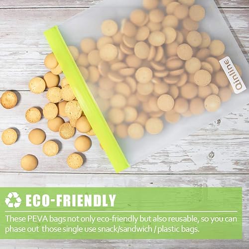 Miniatura 6 de Bolsas de almacenamiento reutilizables, 10 unidades, sin BPA, (2 bolsas reutilizables de galón + 4 bolsas de sándwich reutilizables a prueba de