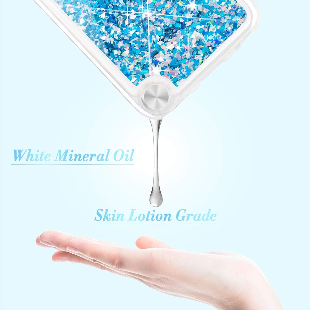 iPod Touch 5 6 7 Case, Caka iPod Touch 7 Glitter Case Liquid Series Luxury Fashion Bling Flowing Liquid Floating Sparkle Glitter Girly Soft TPU Case for iPod Touch 5 6 7 (Blue)