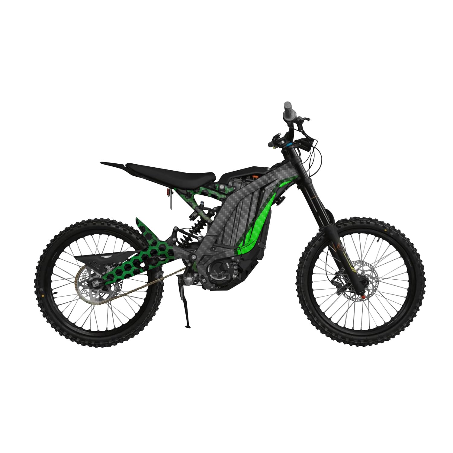 Carbon Fiber Surron Light Bee Graphics Kit Wrap - Hex Green - Sur-Ron Skin - Premium 3M Vinyl Protective Wrap Decal Cover - Easy to Apply | Crafted in The USA by MightySkins