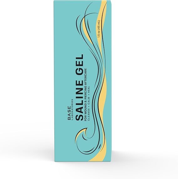 Base Labs Saline Gel 45ml � Piercing Aftercare & Piercing Bump Solution � Nose, Ear & Belly Button Piercing Care � Hydrating Gel for Piercings, Burns & Irritations � Aloe Vera, Tea Tree & Sea Salt