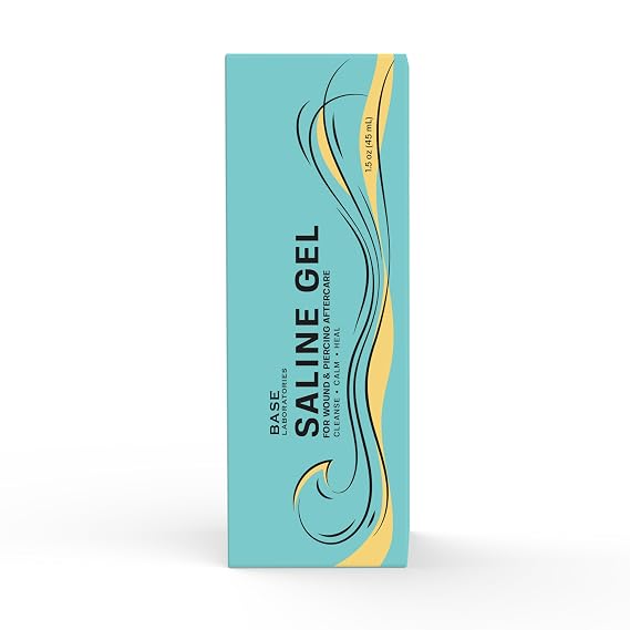 Base Labs Piercing Aftercare Saline Solution Gel 1.5oz Piercing Bump Solution & Aftercare Spray Alternative Nose, Ear Piercing Care Hydrating Gel for Piercings Bumps & Keloids