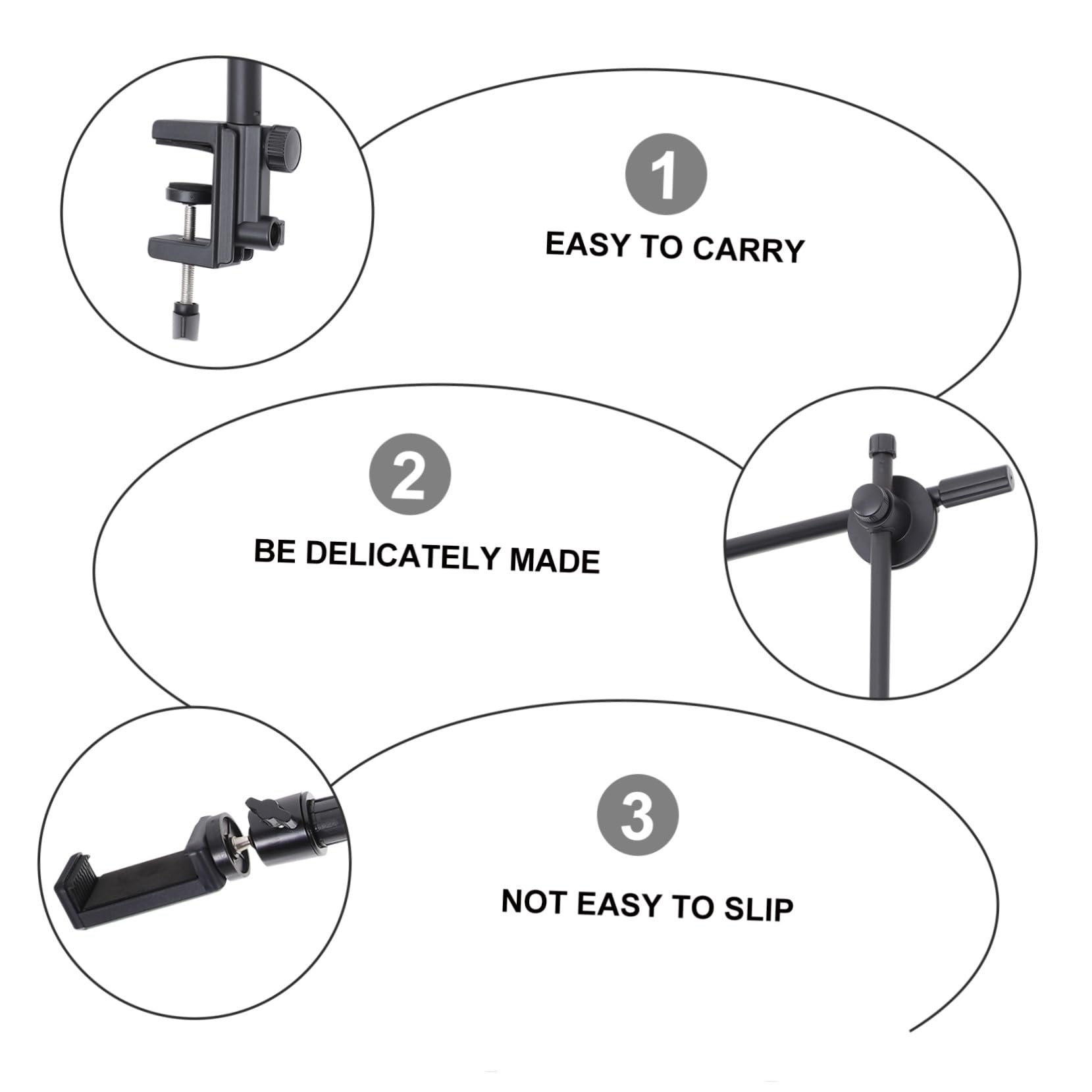 Soporte de Teléfono Accesorio Móvil Flexible para Escritorio Brazo Articulado Telescópico y Base Fija de Abs y Silicona para Teléfonos Celulares