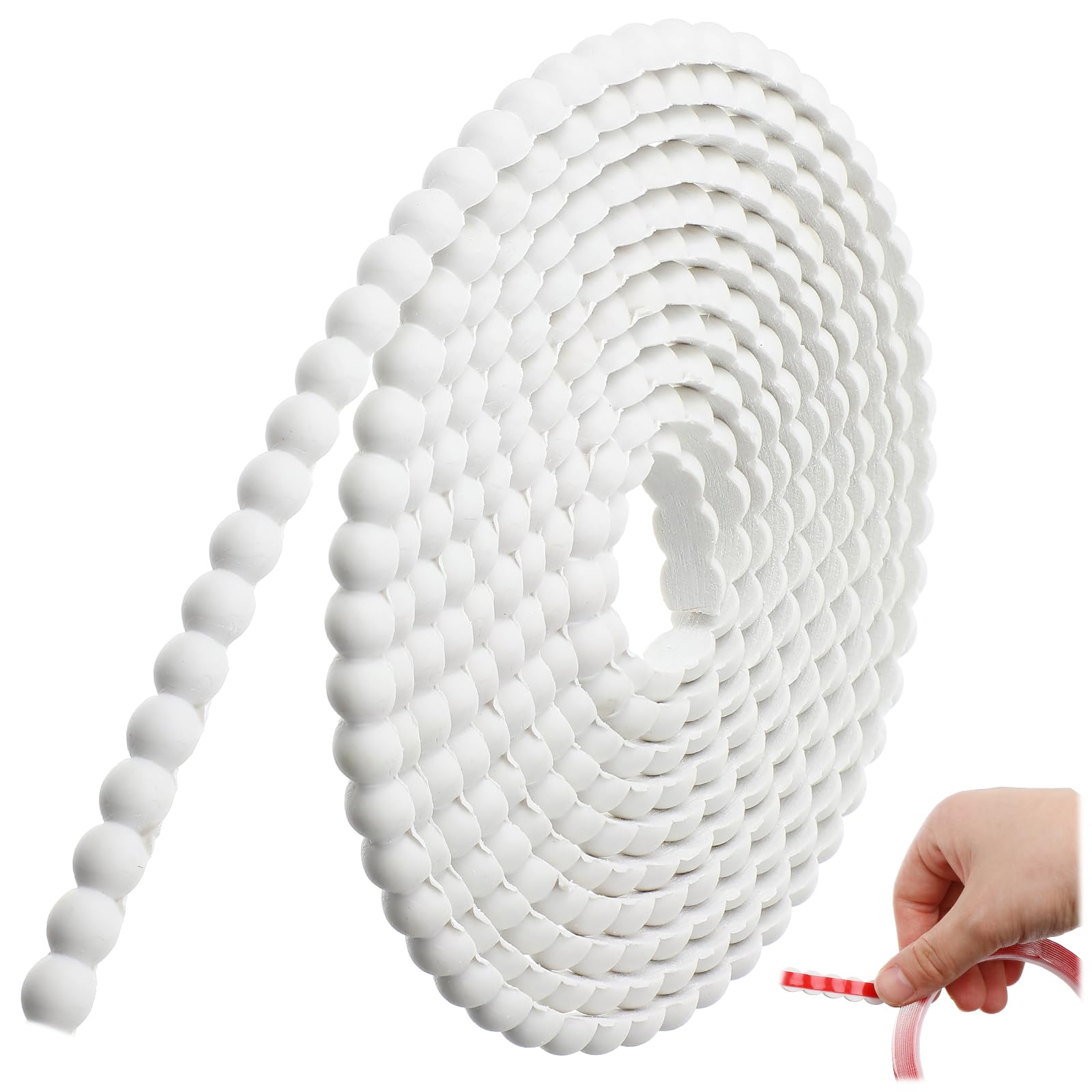 Photo 1 of Leinuosen Flexible Molding Trim Peel and Stick for Walls 10ft Decorative Bead Pearl DIY Wall Trim for Bathroom Mirror Frame Border Backsplash Tile Ceiling Cabinet TV Wall Edge(White, 10ft /12 mm)