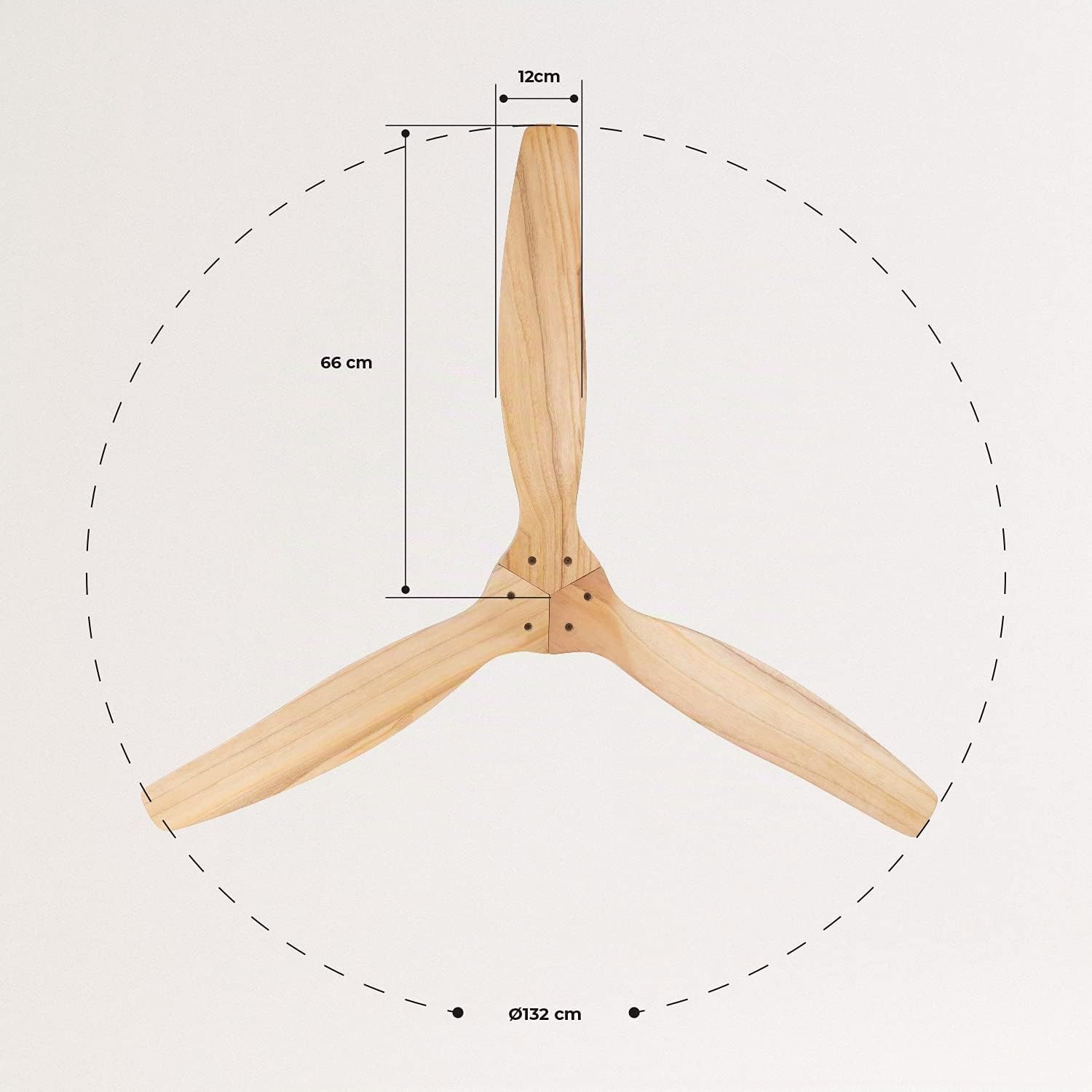 CREATE / WINDCALM/Ventilador de techo ABS níquel efecto aspas madera clara con Wifi y mando / 40W, Silencioso, Ø132 cm, 6 velocidades, 3 temperaturas de luz, temporizador, función verano-invierno
