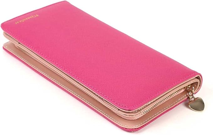 Amazon レディース 長財布 可愛い Puレザー 二つ折り クラッチバッグ パステルカラーの長財布 大容量 カードがたくさん入る ローズ 良いも クラッチバッグ