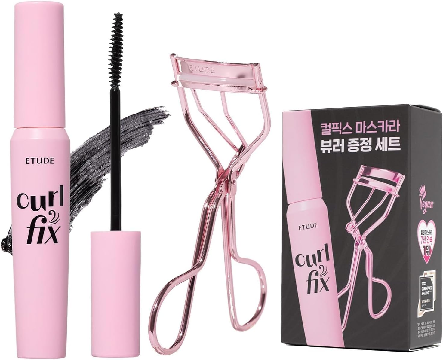 Curl Fix Mascara & Eyelash Curler SET #1 Black New | A curl fix mascara that keeps fine eyelashes powerfully curled up for 24 hours by ETUDE's own Curl 24H Technology | K-beauty