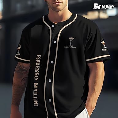 Fat Mummy Vodka Whiskey Baseball Jersey - Button Down Sports Shirt For Men & Women