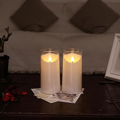 Miniatura 4 de NURADA Velas parpadeantes sin llama de 3 x 6 pulgadas Velas de pilar de vidrio irrompible que funcionan con LED, velas de acrílico con control