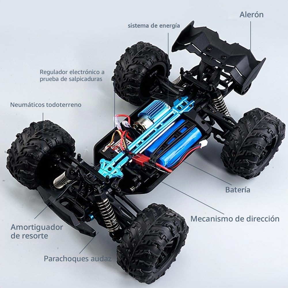 Coche teledirigido de 50 km/h, 1/16 RC de alta velocidad Offroad Drift Racing Carreras, 2,4 G Motor 4WD Off Road Race Buggy para adultos, 3 pilas (morado)