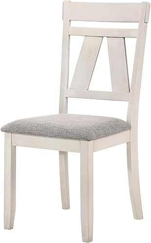 New Classic Furniture Maisie - Silla auxiliar de madera con asiento de poliéster (juego de 2), color blanco