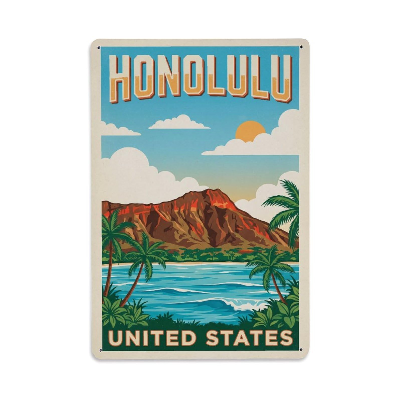 Xanthor Style Retro Usa Honolulu Travel Metal Tin Sign