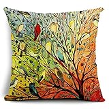 Ambox Beige Cotton Blend Linen Square Decorative Throw Pillow Covers - Indoors or Outdoors Cushion Cases, 18