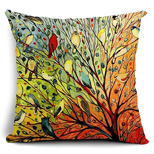 Ambox Beige Cotton Blend Linen Square Decorative Throw Pillow Covers - Indoors or Outdoors Cushion Cases, 18